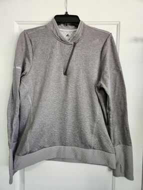 adidas Light Gray Quarter-Zip Mock Neck Pullover